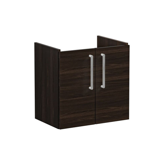 VitrA Root Flat 60cm 2 Door Wall Hung Slim Washbasin Unit - Walnut