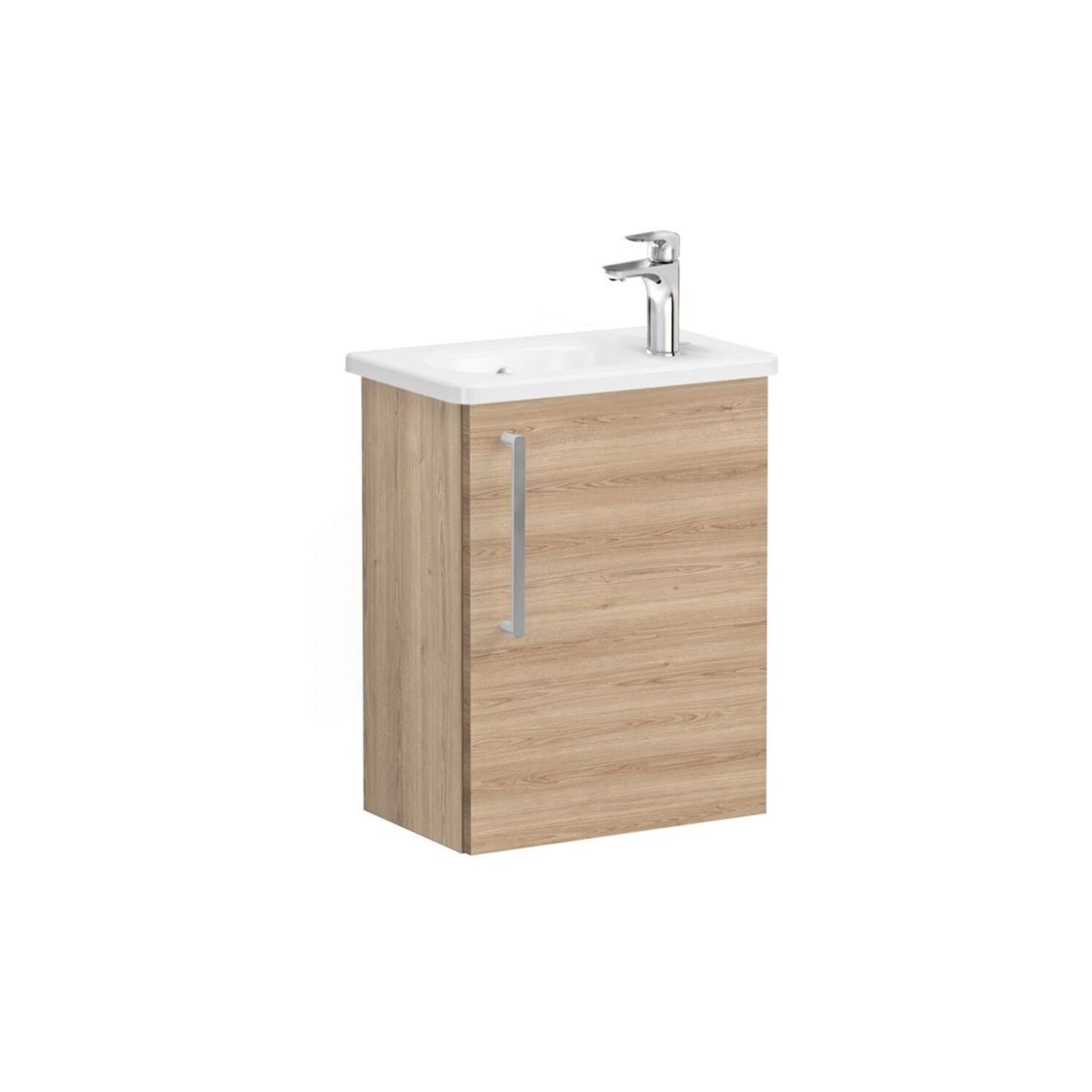 VitrA Zentrum Compact 45cm 1 Door W/H Washbasin Unit (RH Hinge) - Natural Oak