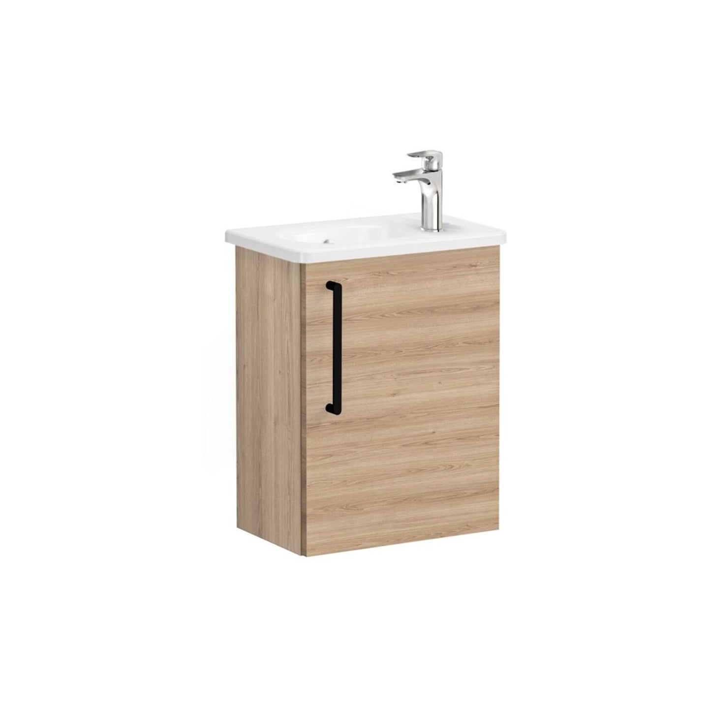 VitrA Zentrum Compact 45cm 1 Door W/H Washbasin Unit (RH Hinge) - Natural Oak