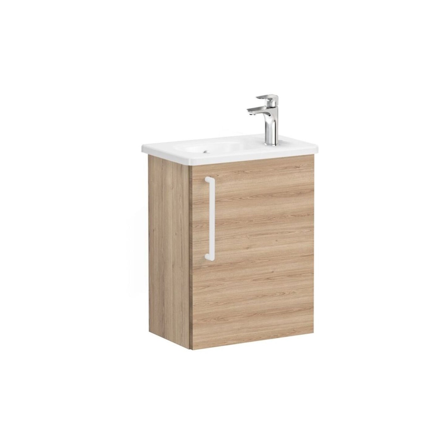 VitrA Zentrum Compact 45cm 1 Door W/H Washbasin Unit (RH Hinge) - Natural Oak