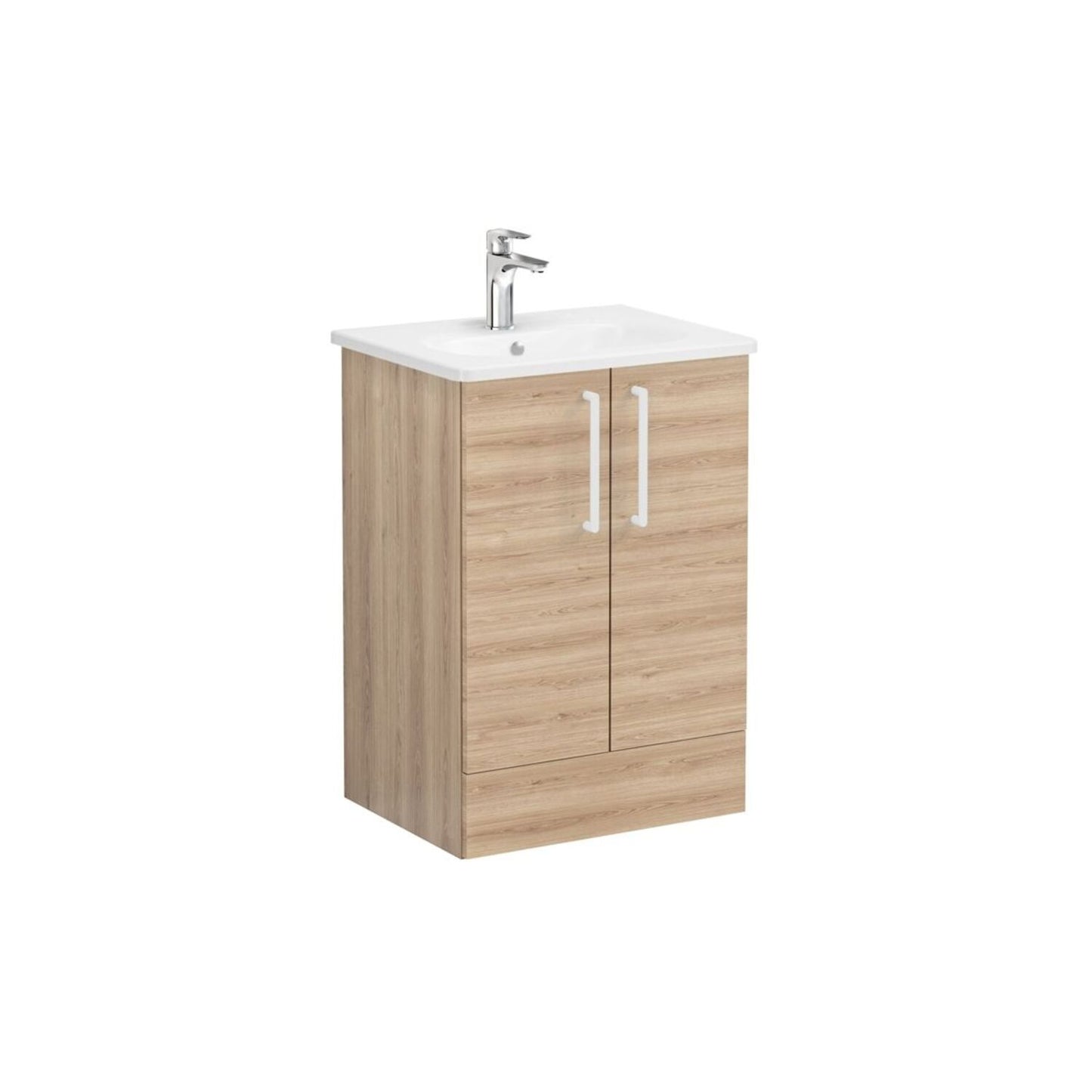 VitrA Zentrum 60cm 2 Drawer F/S Washbasin Unit - Natural Oak