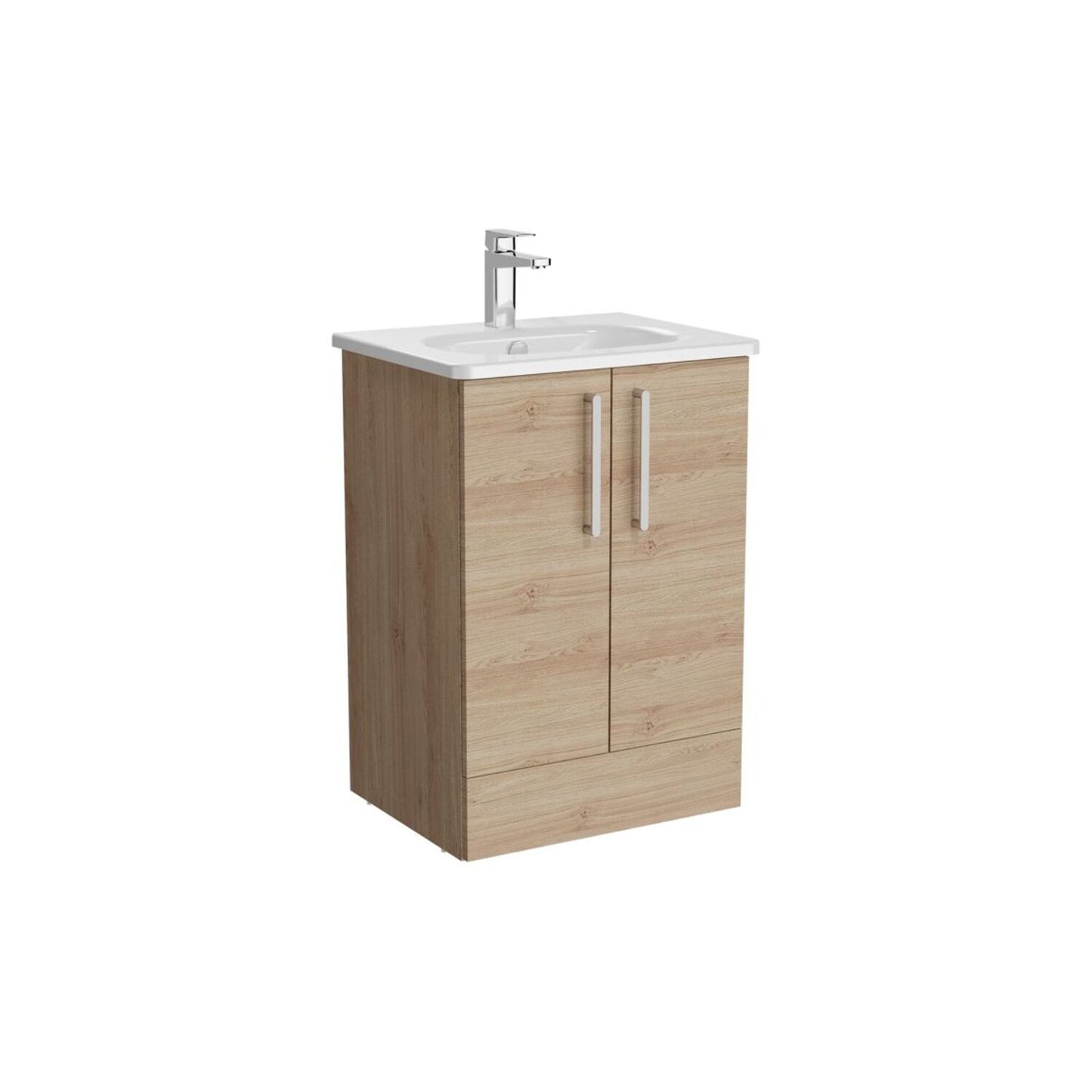 VitrA Zentrum 60cm 2 Drawer F/S Washbasin Unit - Natural Oak