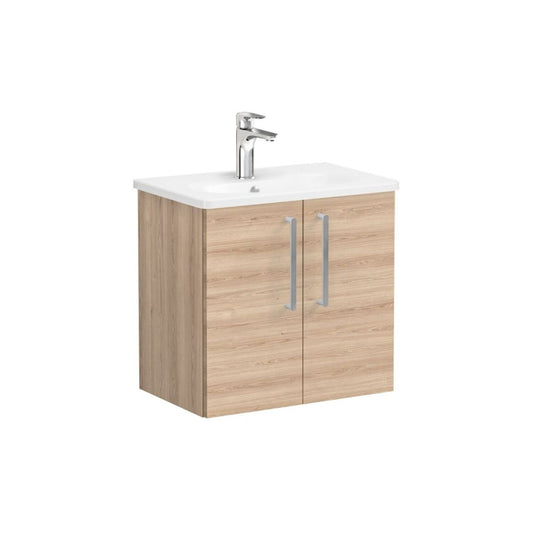 VitrA Zentrum Compact 60cm 2 Door W/H Washbasin Unit - Natural Oak