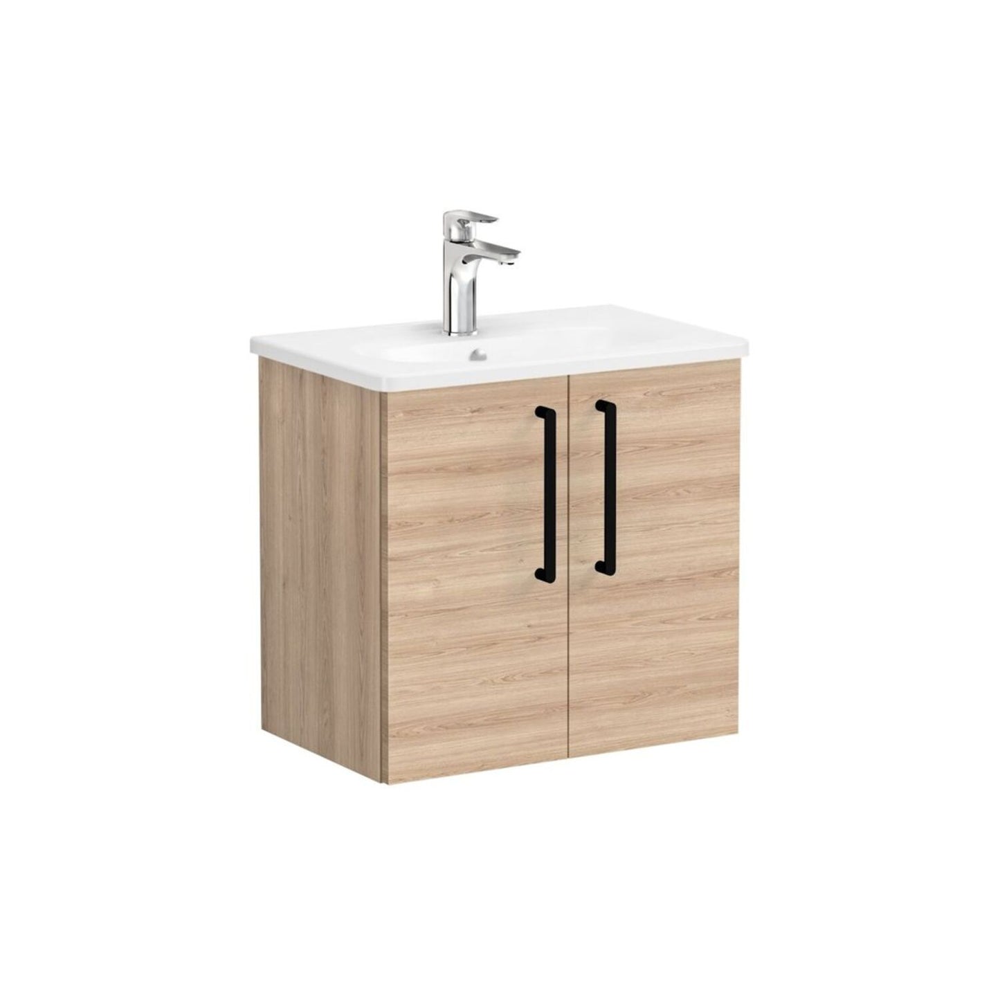 VitrA Zentrum Compact 60cm 2 Door W/H Washbasin Unit - Natural Oak
