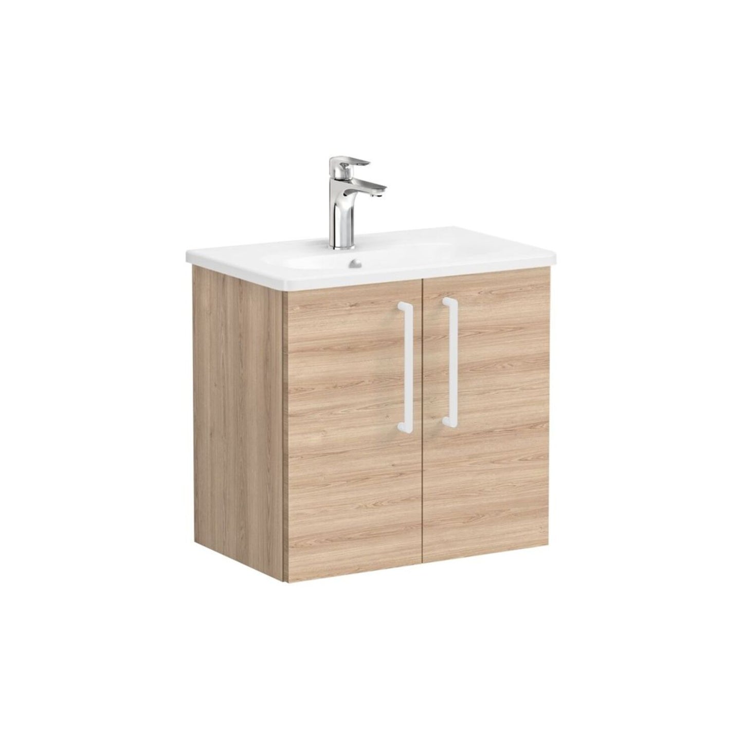 VitrA Zentrum Compact 60cm 2 Door W/H Washbasin Unit - Natural Oak