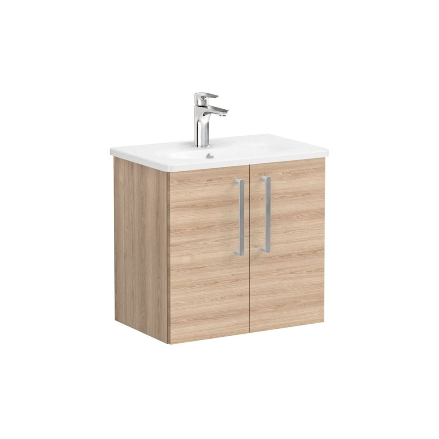 VitrA Zentrum Compact 60cm 2 Door W/H Washbasin Unit - Natural Oak
