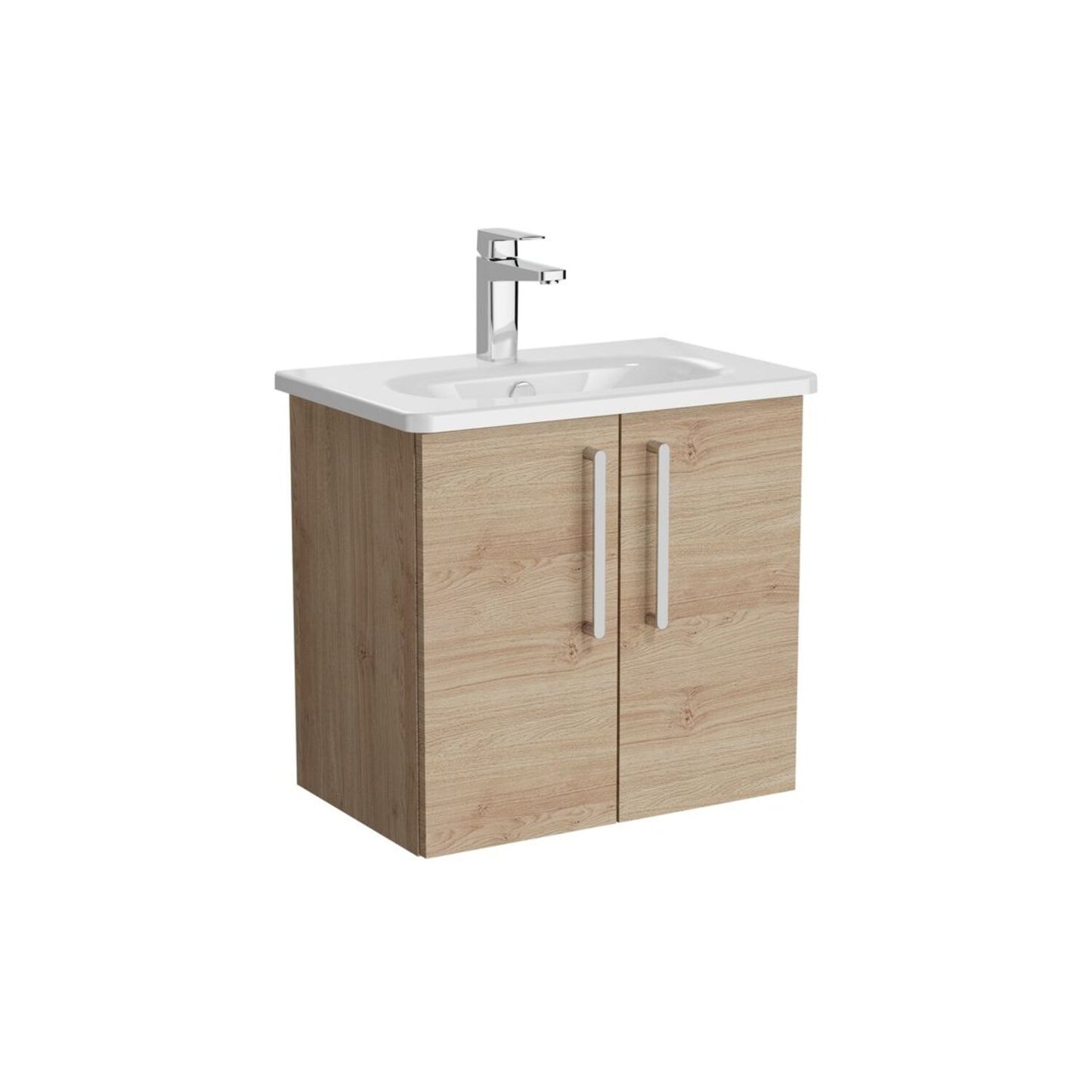 VitrA Zentrum Compact 60cm 2 Door W/H Washbasin Unit - Natural Oak