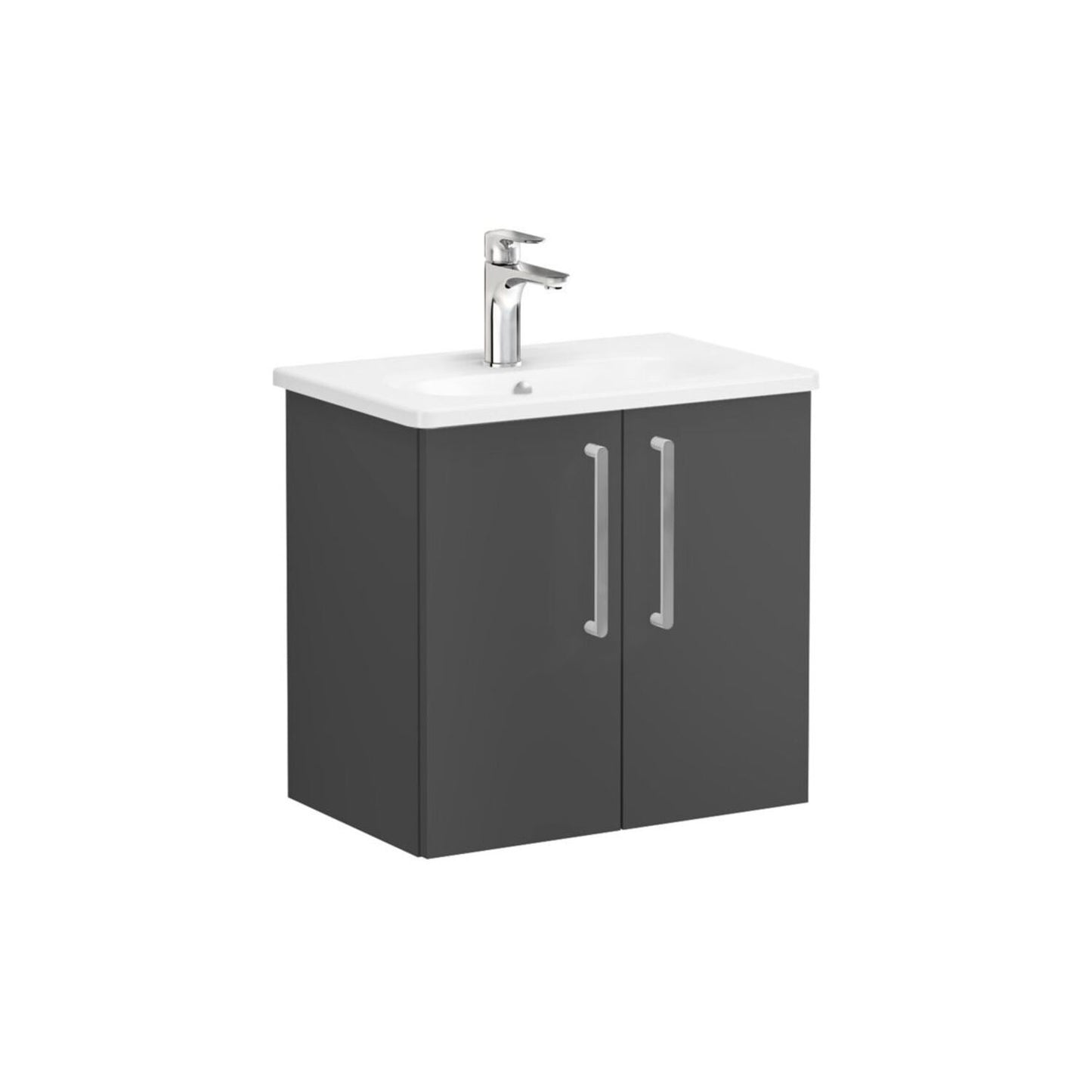 VitrA Zentrum Compact 60cm 2 Door W/H Washbasin Unit - Matt Storm Grey