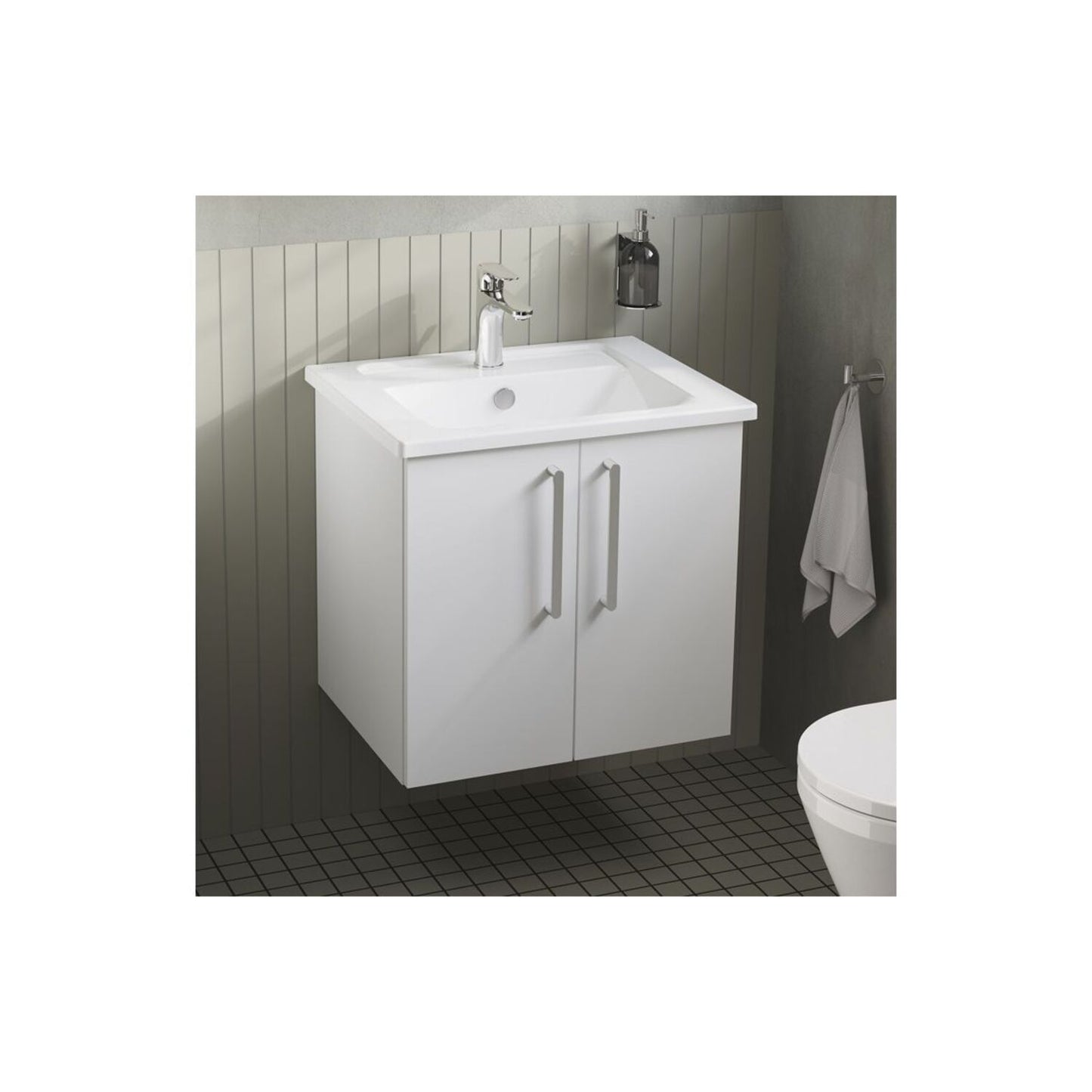 VitrA Root Flat 60cm 2 Door Wall Hung Washbasin Unit - High Gloss White