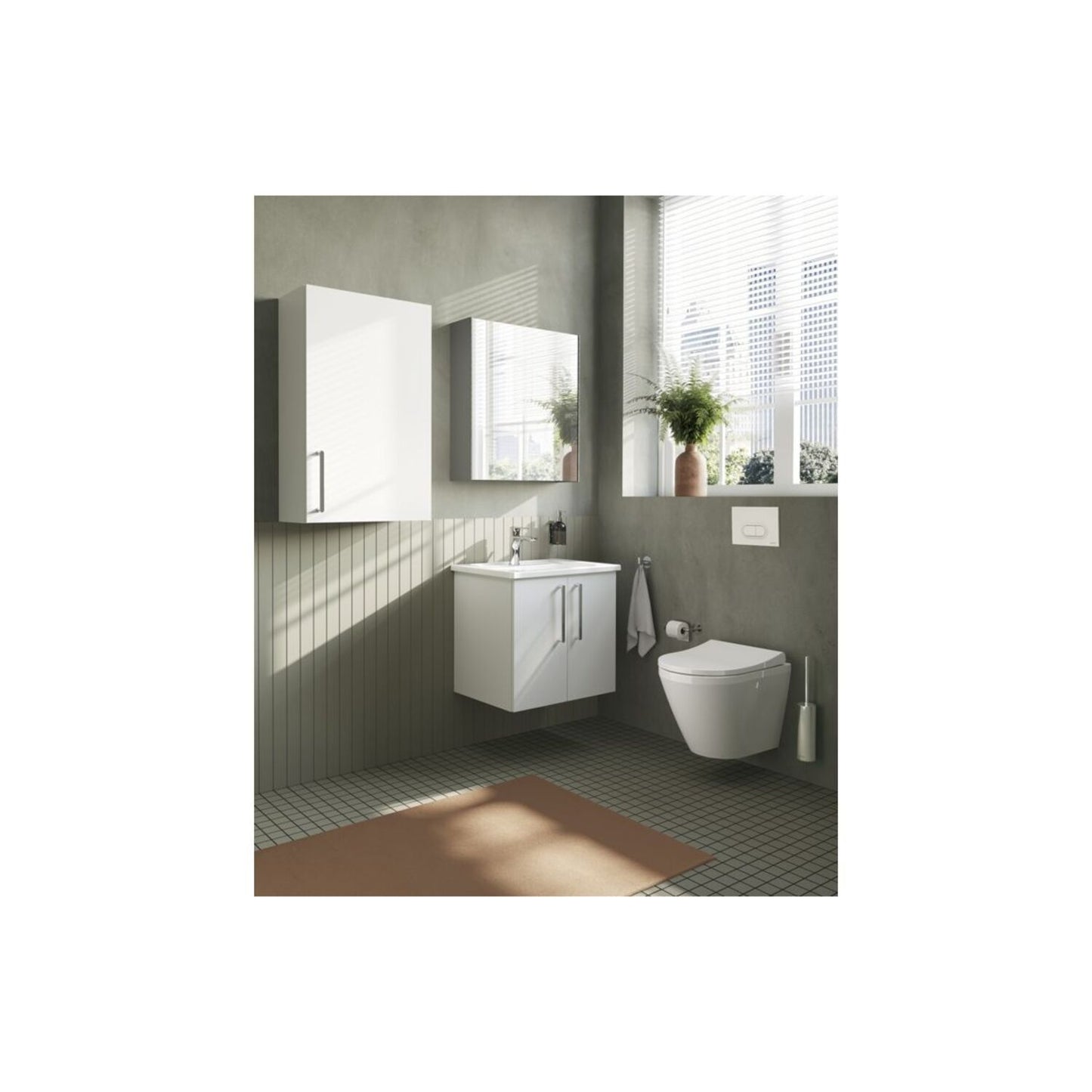 VitrA Root Flat 60cm 2 Door Wall Hung Washbasin Unit - High Gloss White