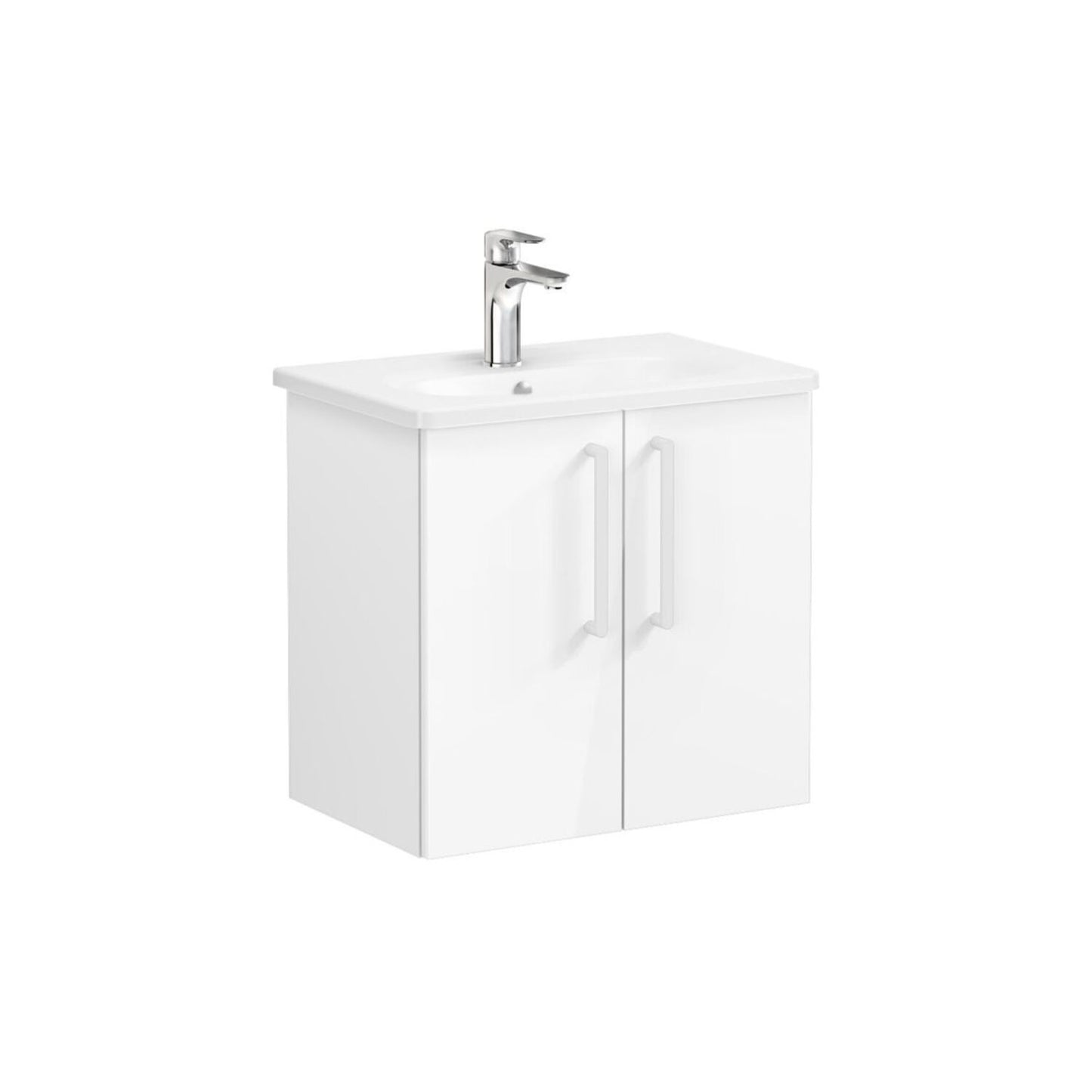VitrA Zentrum Compact 60cm 2 Door W/H Washbasin Unit - High Gloss White