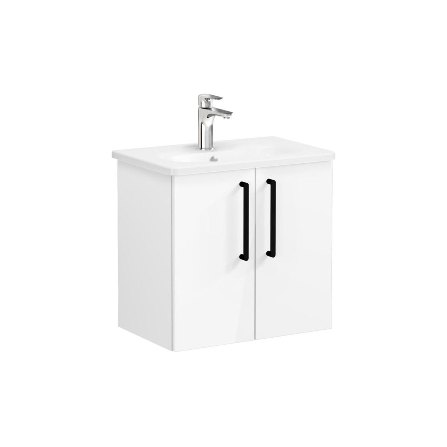 VitrA Zentrum Compact 60cm 2 Door W/H Washbasin Unit - High Gloss White
