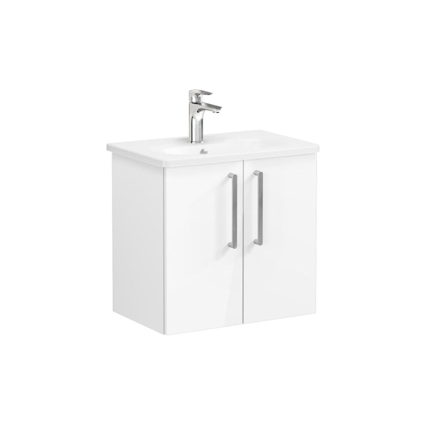 VitrA Zentrum Compact 60cm 2 Door W/H Washbasin Unit - High Gloss White
