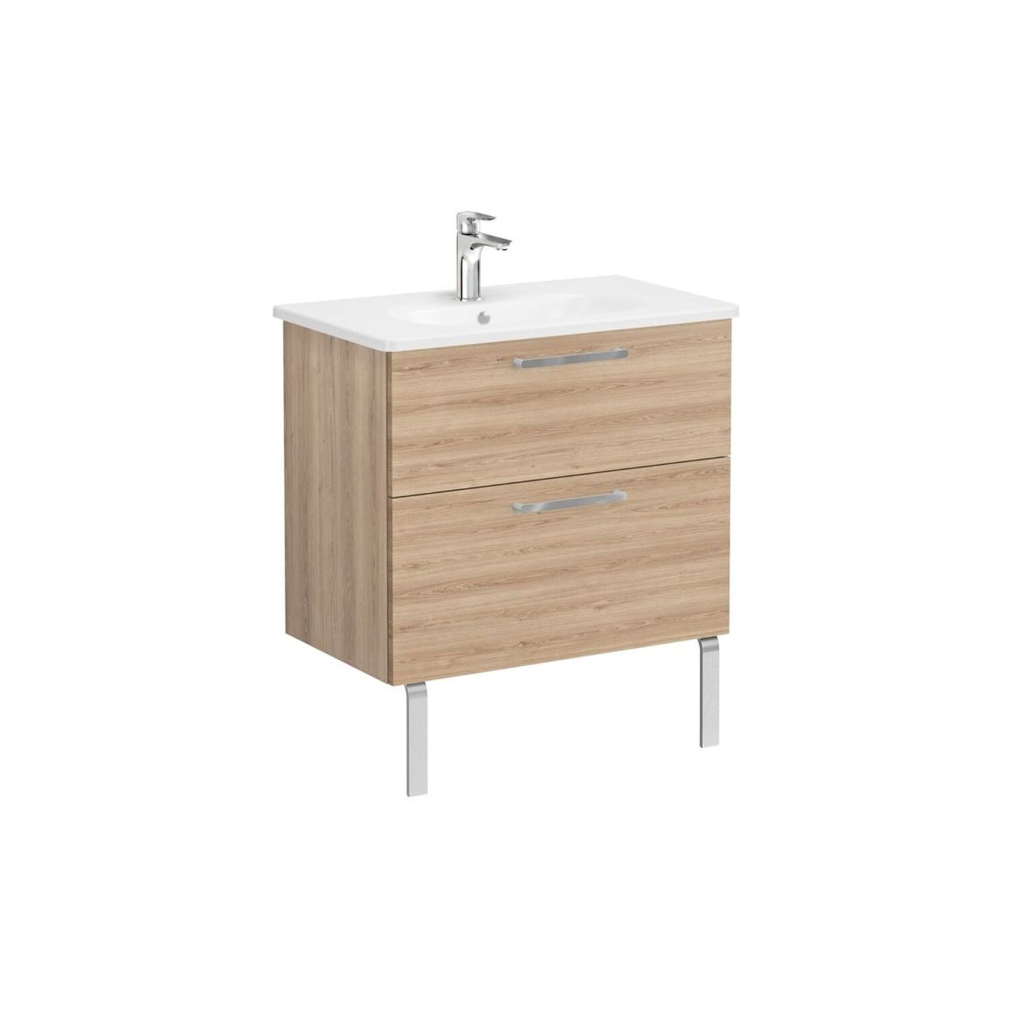 VitrA Zentrum 80cm 2 Drawer W/H Washbasin Unit - Natural Oak