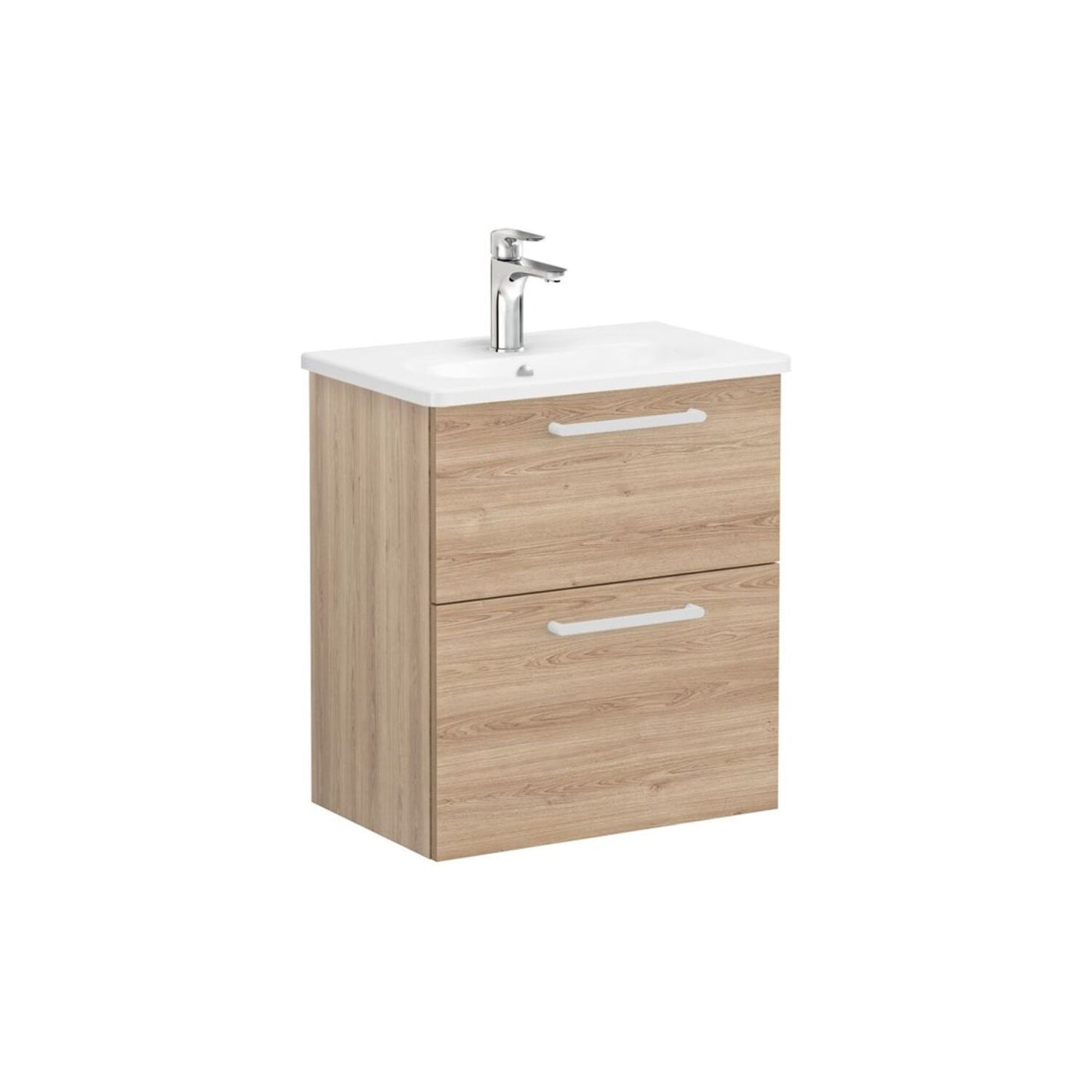 VitrA Zentrum Compact 60cm 2 Drawer W/H Washbasin Unit - Natural Oak