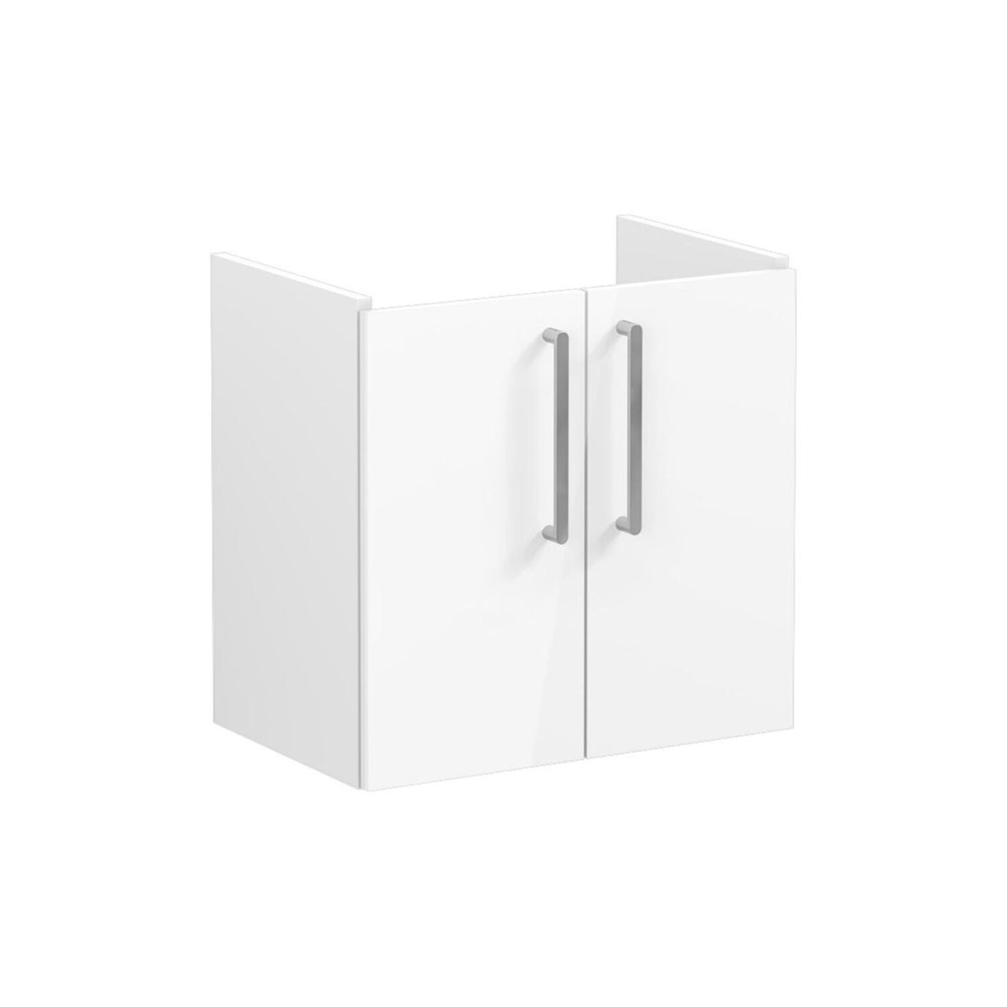 VitrA Root Flat 60cm 2 Door Wall Hung Slim Washbasin Unit - High Gloss White