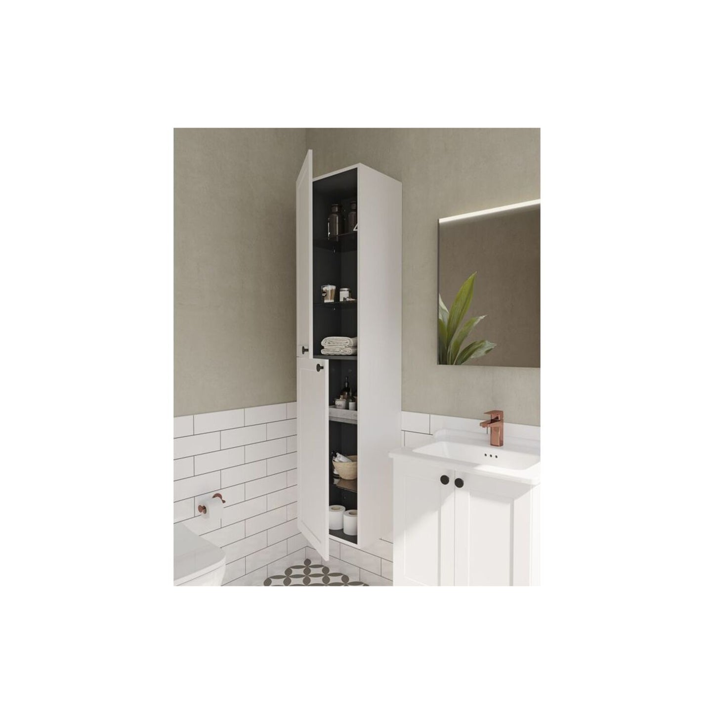 VitrA Root Classic 40cm 2 Door Tall Unit (LH Hinge) - Matt White
