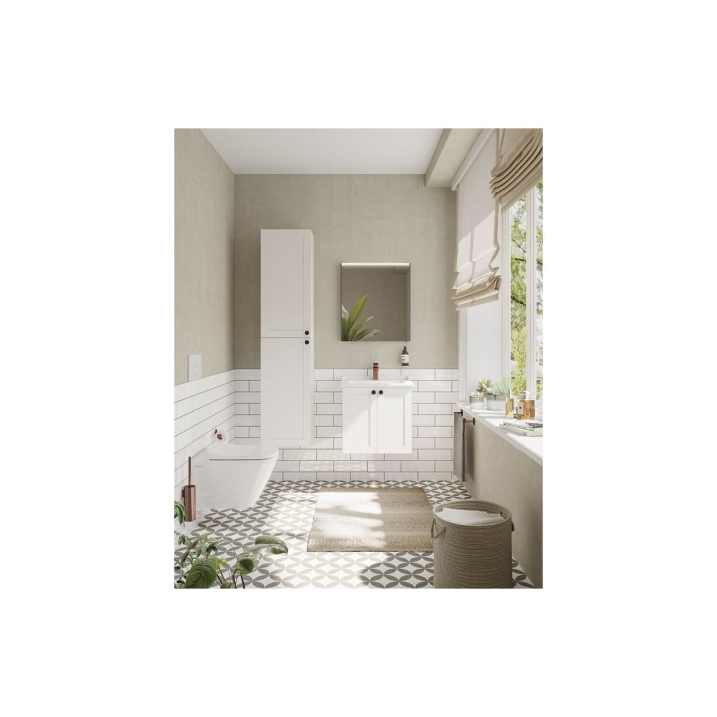 VitrA Root Classic 40cm 2 Door Tall Unit (LH Hinge) - Matt White