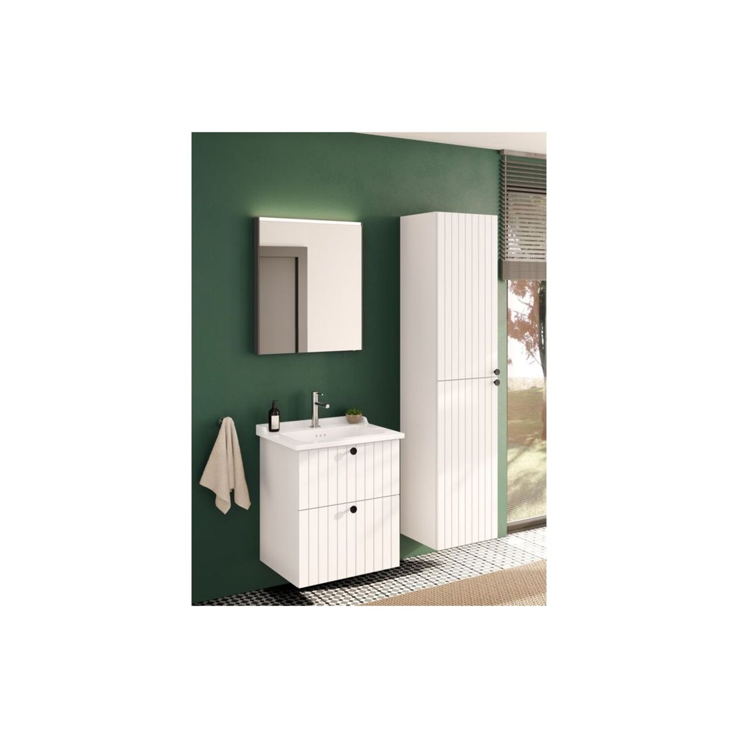 VitrA Root Groove 40cm 2 Door Tall Unit (LH Hinge) - Matt White