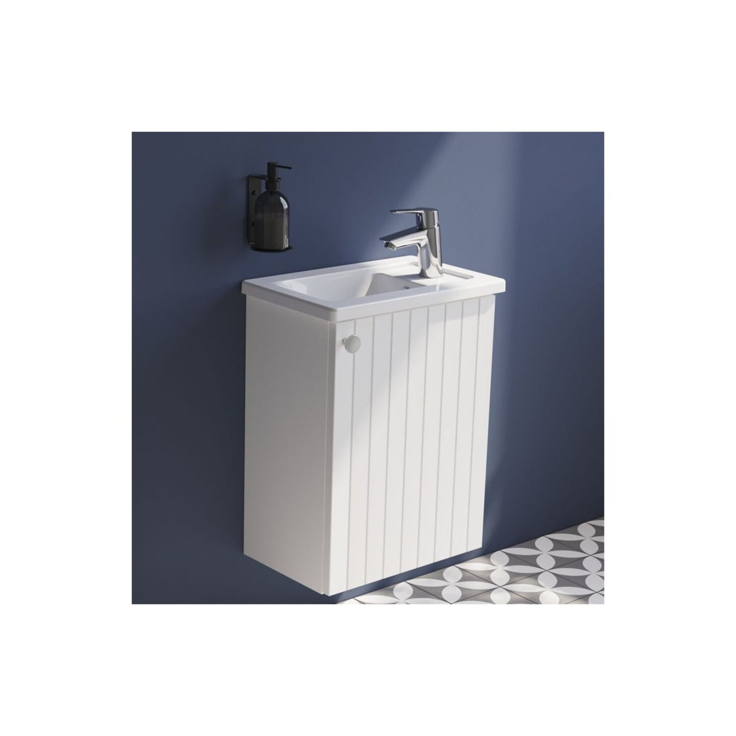 VitrA Root Groove 40cm 1 Door Wall Hung Slim Washbasin Unit (RH Hinge) - Matt White