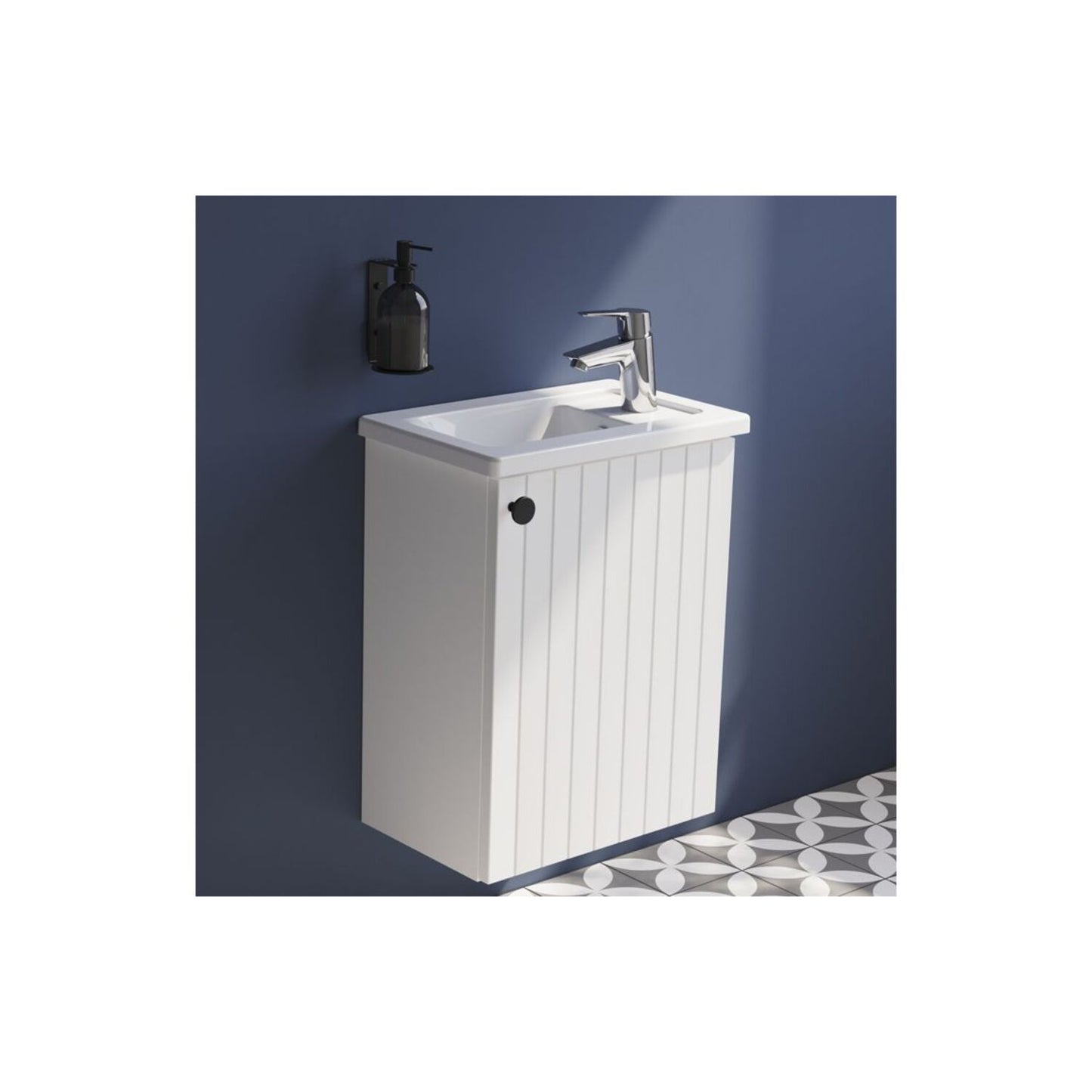 VitrA Root Groove 40cm 1 Door Wall Hung Slim Washbasin Unit (RH Hinge) - Matt White