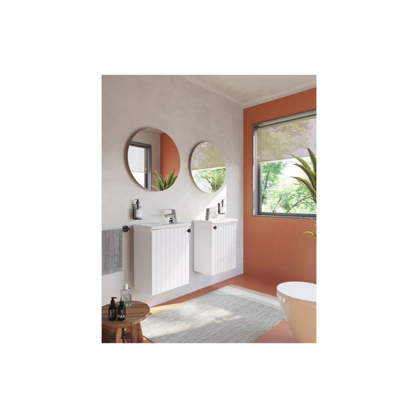 VitrA Root Groove 40cm 1 Door Wall Hung Slim Washbasin Unit (RH Hinge) - Matt White