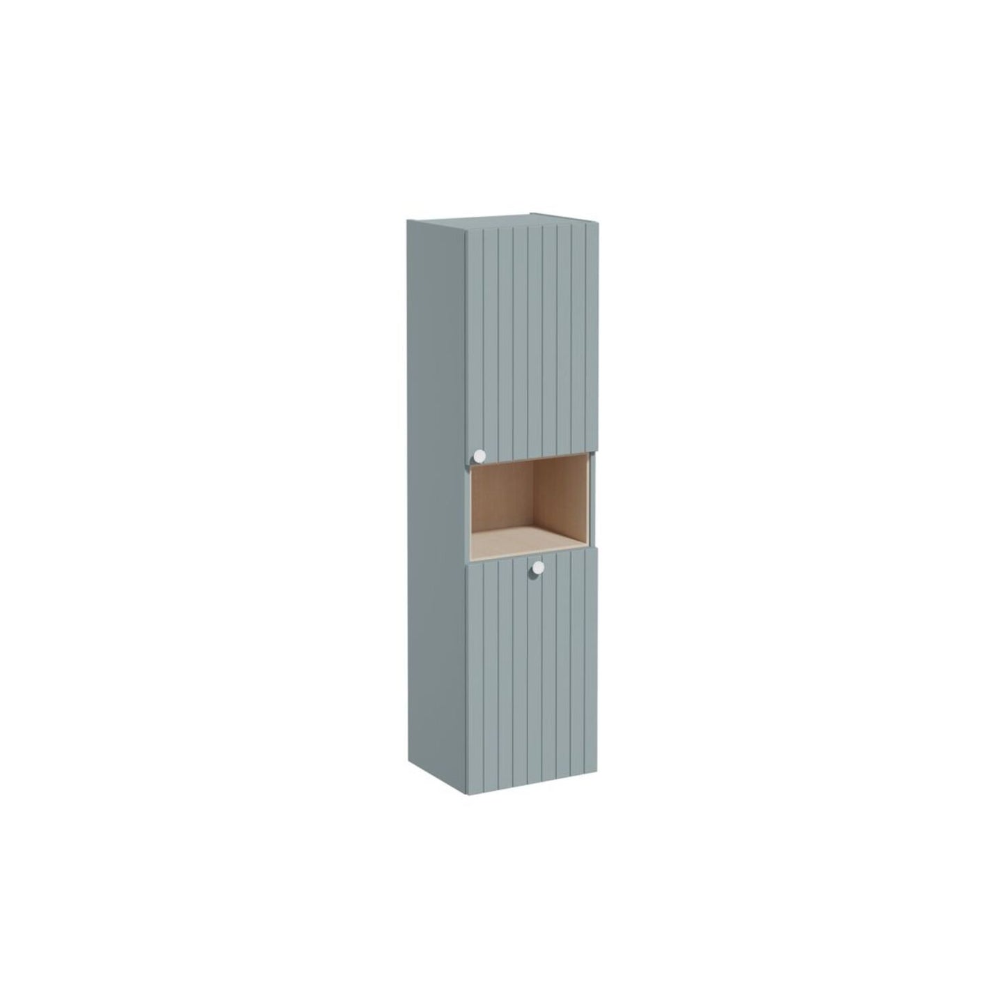 VitrA Root Groove 40cm 2 Door Semi-Tall Unit w/Laundry Basket (RH Hinge) - Matt Fjord Green