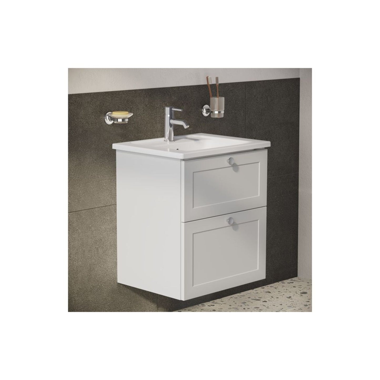 VitrA Root Classic 60cm 2 Drawer Washbasin Unit - Matt Light Grey