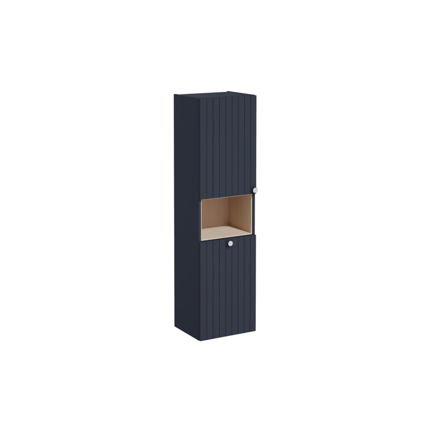 VitrA Root Groove 40cm 2 Door Semi-Tall Unit w/Laundry Basket (LH Hinge) - Matt Dark Blue