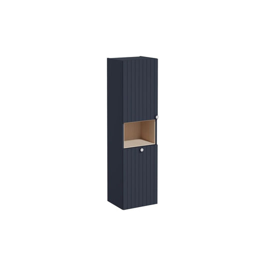VitrA Root Groove 40cm 2 Door Semi-Tall Unit w/Laundry Basket (LH Hinge) - Matt Dark Blue