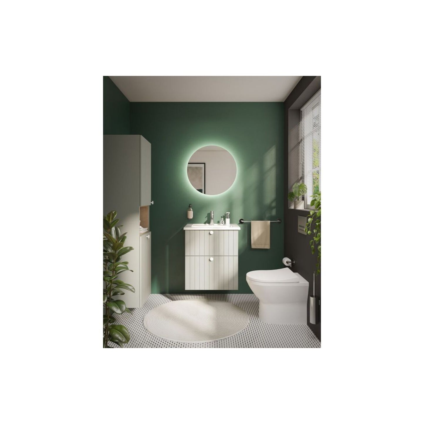 VitrA Root Groove 60cm 2 Drawer Washbasin Unit - Matt Retro Green