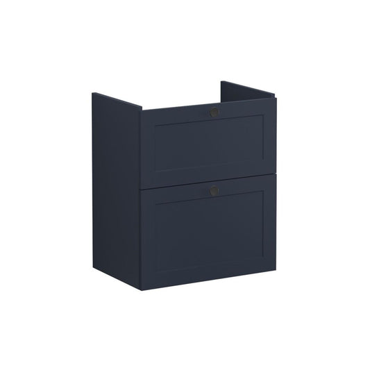 VitrA Root Classic 60cm 2 Drawer Slim Washbasin Unit - Matt Dark Blue