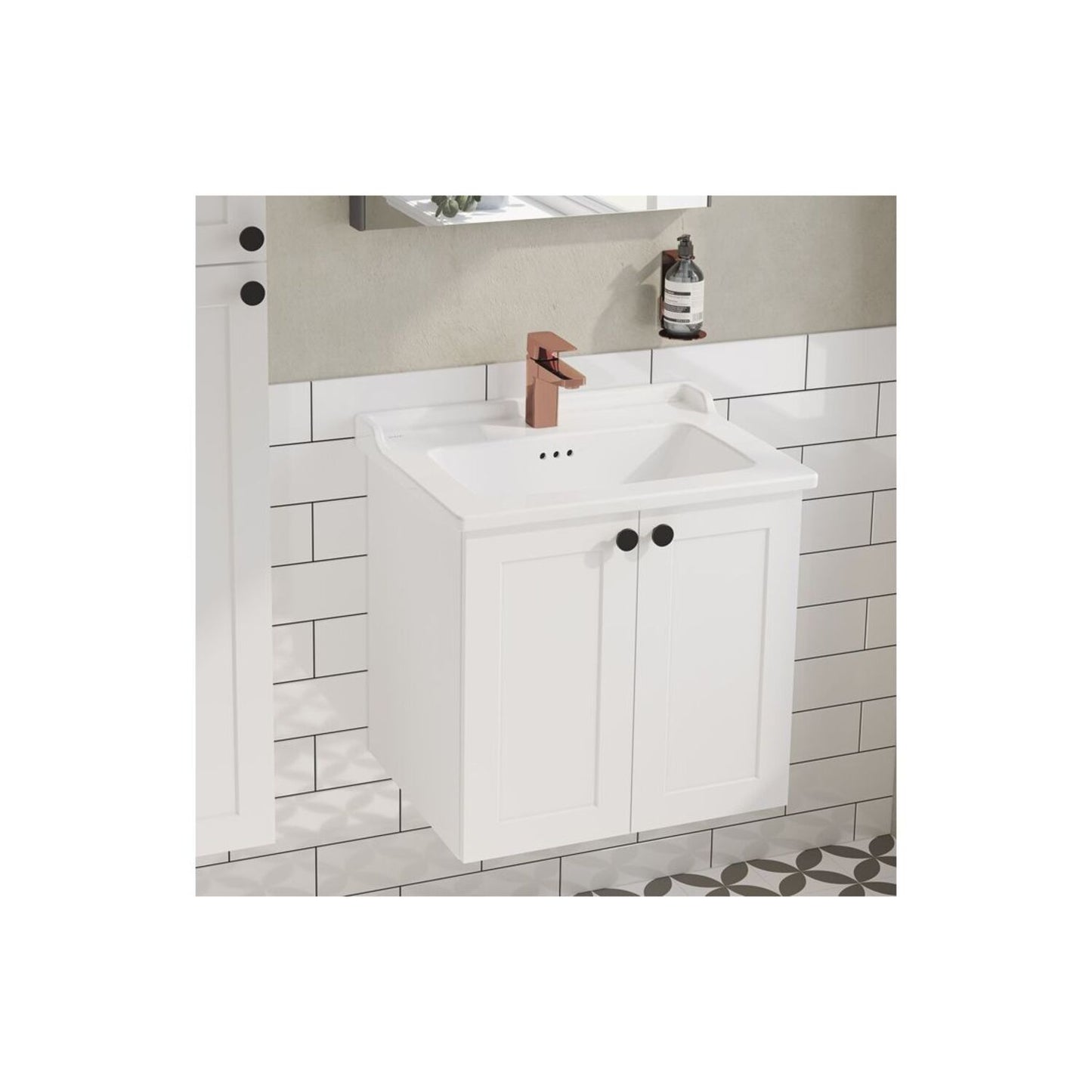 VitrA Root Classic 60cm 2 Door Wall Hung Washbasin Unit - Matt White