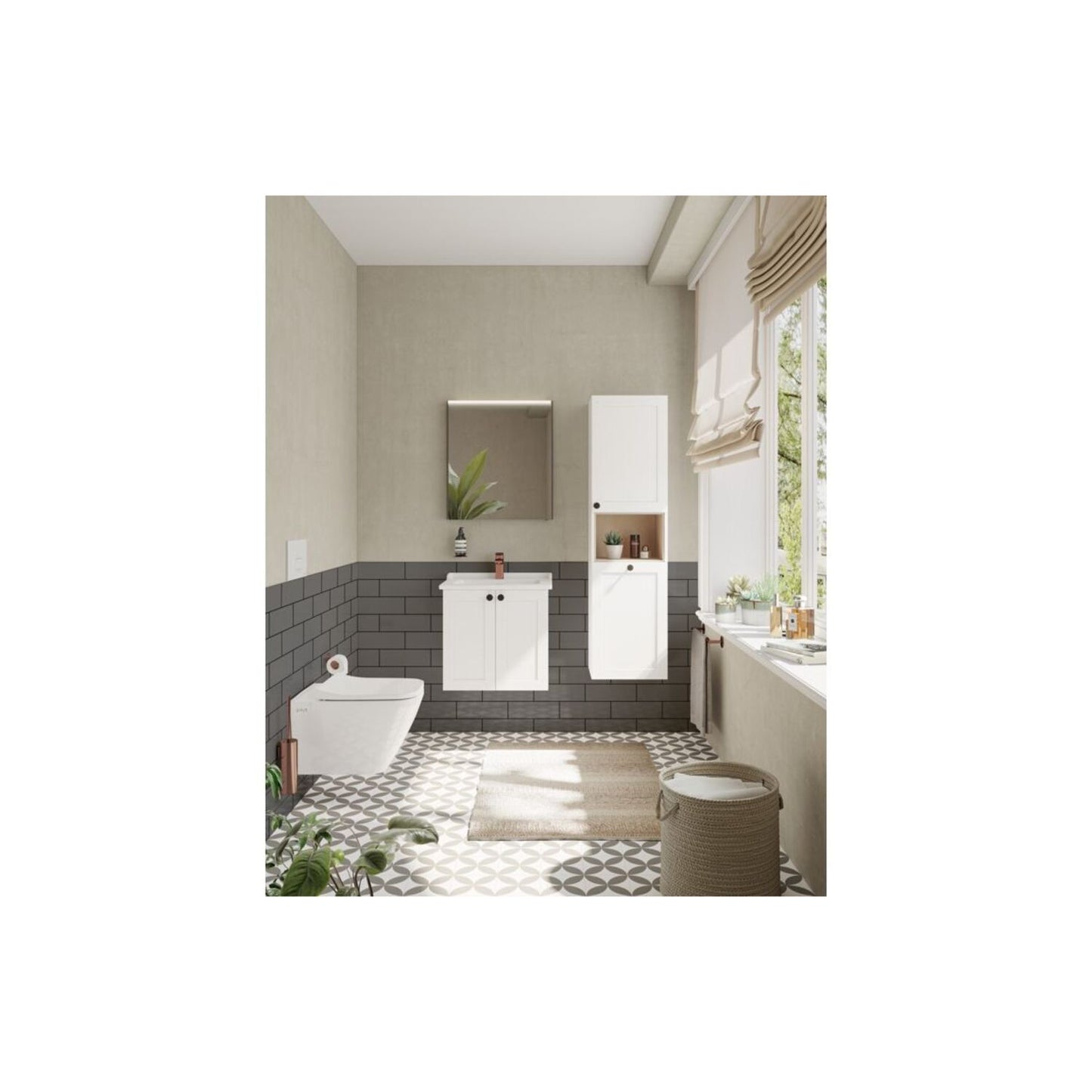 VitrA Root Classic 60cm 2 Door Wall Hung Washbasin Unit - Matt White