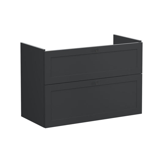 VitrA Root Classic 100cm 2 Drawer Washbasin Unit - Matt Graphite