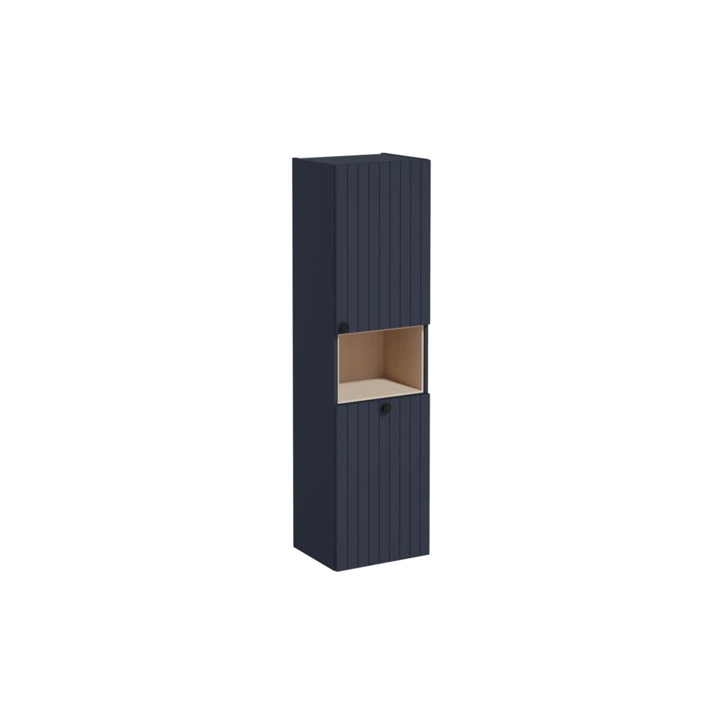 VitrA Root Groove 40cm 2 Door Semi-Tall Unit w/Laundry Basket (RH Hinge) - Matt Dark Blue