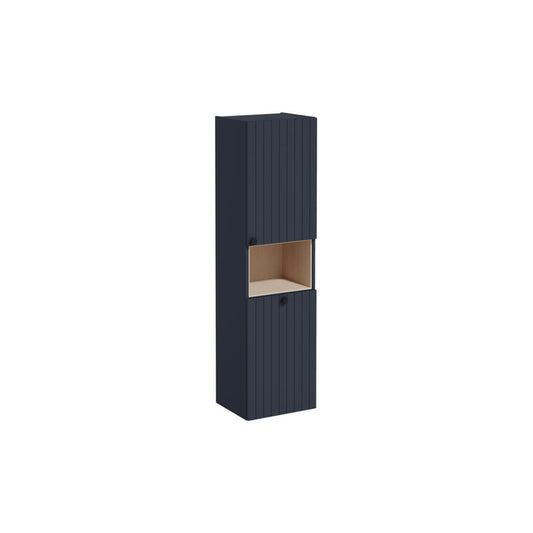 VitrA Root Groove 40cm 2 Door Semi-Tall Unit w/Laundry Basket (RH Hinge) - Matt Dark Blue