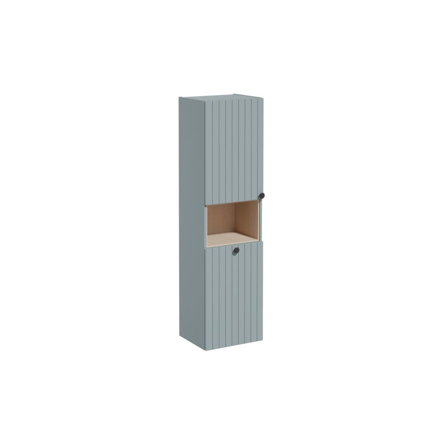 VitrA Root Groove 40cm 2 Door Semi-Tall Unit w/Laundry Basket (LH Hinge) - Matt Fjord Green