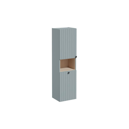 VitrA Root Groove 40cm 2 Door Semi-Tall Unit w/Laundry Basket (LH Hinge) - Matt Fjord Green