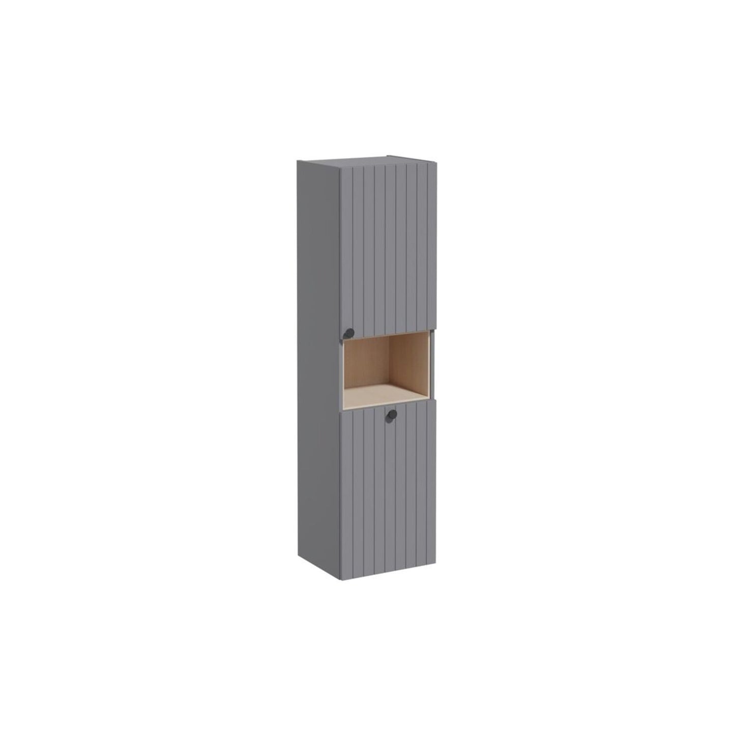 VitrA Root Groove 40cm 2 Door Semi-Tall Unit w/Laundry Basket (RH Hinge) - Matt Grey