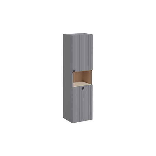VitrA Root Groove 40cm 2 Door Semi-Tall Unit w/Laundry Basket (RH Hinge) - Matt Grey
