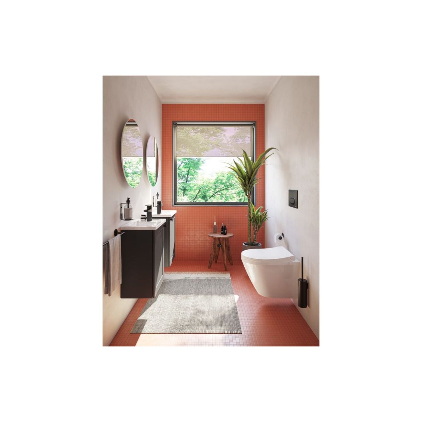 VitrA Root Classic 40cm 1 Door Wall Hung Slim Washbasin Unit (LH Hinge) - Matt Graphite