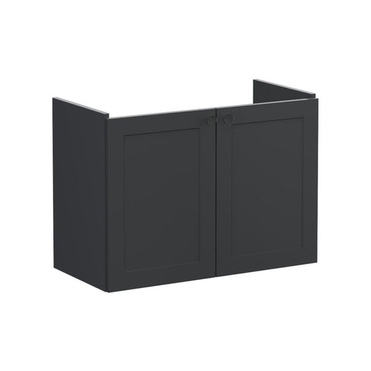 VitrA Root Classic 80cm 2 Door Wall Hung Slim Washbasin Unit - Matt Graphite