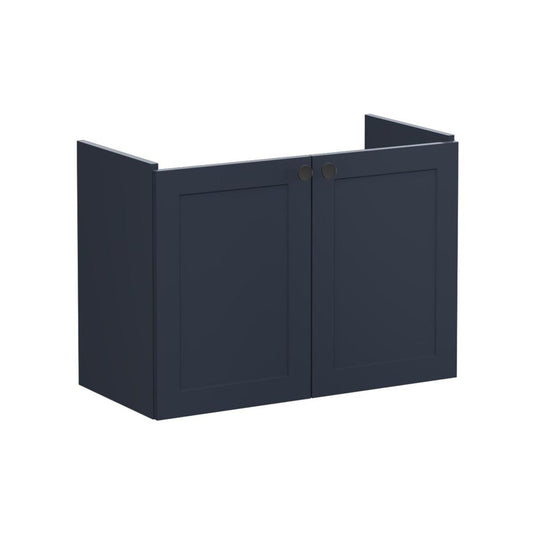 VitrA Root Classic 80cm 2 Door Wall Hung Slim Washbasin Unit - Matt Dark Blue