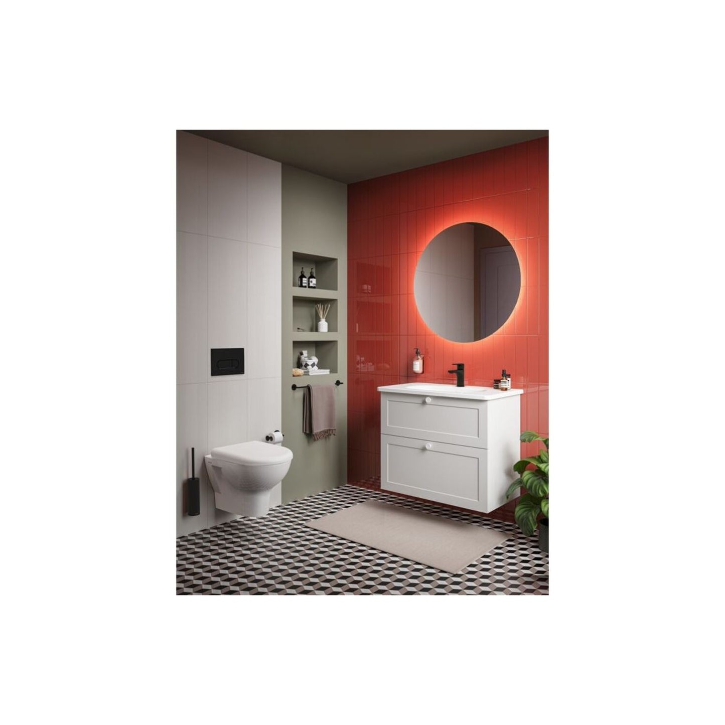 VitrA Root Classic 80cm 2 Drawer Slim Washbasin Unit - Matt Light Grey