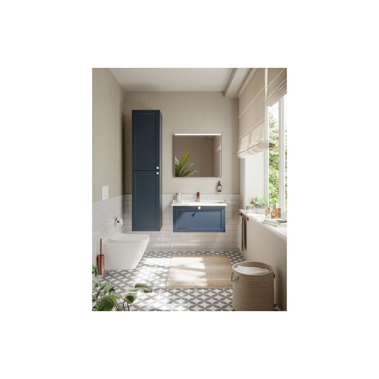 VitrA Root Classic 80cm 1 Drawer Washbasin Unit - Matt Dark Blue