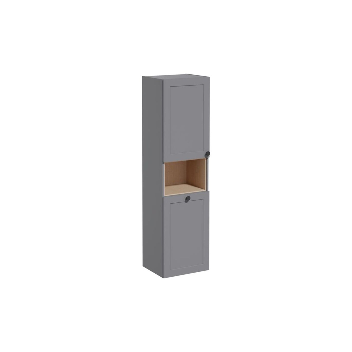 VitrA Root Classic 40cm 2 Door Semi-Tall Unit w/Laundry Basket (LH Hinge) - Matt Grey