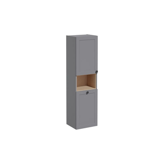 VitrA Root Classic 40cm 2 Door Semi-Tall Unit w/Laundry Basket (LH Hinge) - Matt Grey