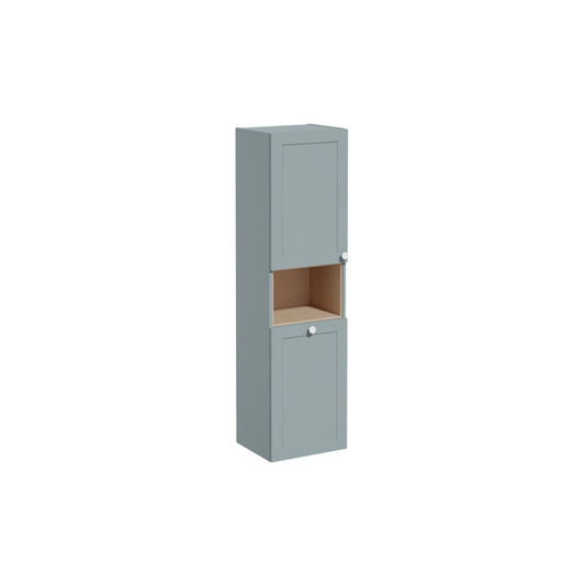 VitrA Root Classic 40cm 2 Door Semi-Tall Unit w/Laundry Basket (LH Hinge) - Matt Fjord Green