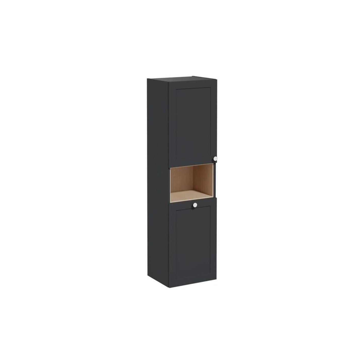 VitrA Root Classic 40cm 2 Door Semi-Tall Unit w/Laundry Basket (LH Hinge) - Matt Graphite